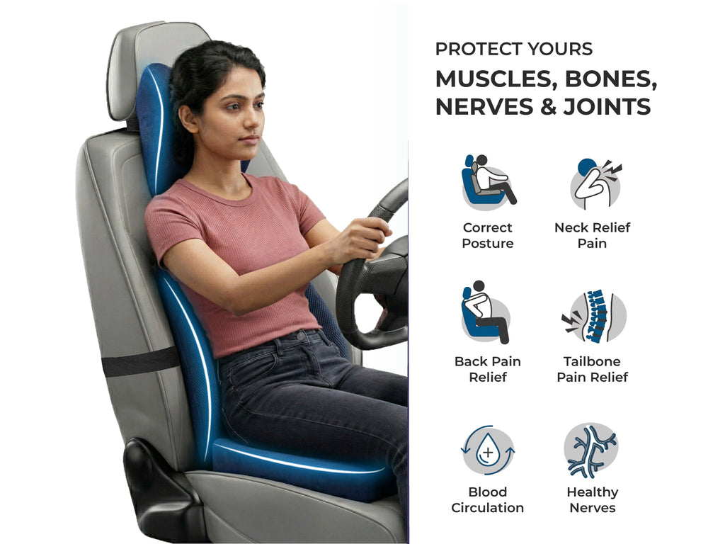 Travel Combo - Coccyx Seat + Travel Plus + Neckrest with Shoulder Support