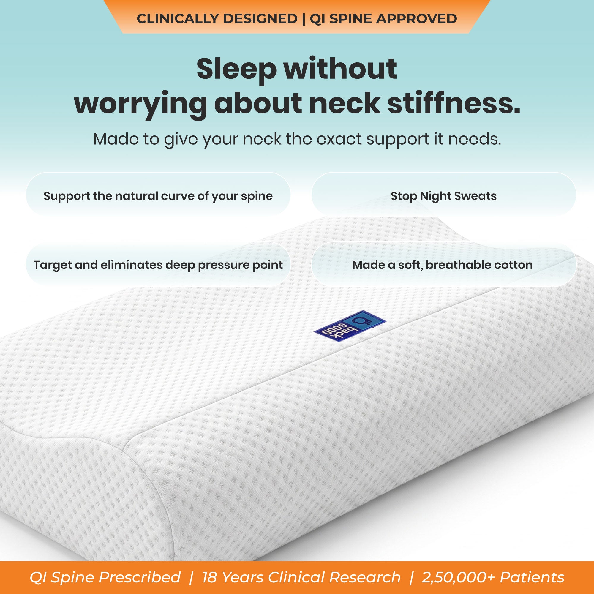 SleepGood Cervical Memory Foam Pillow - Set of 2