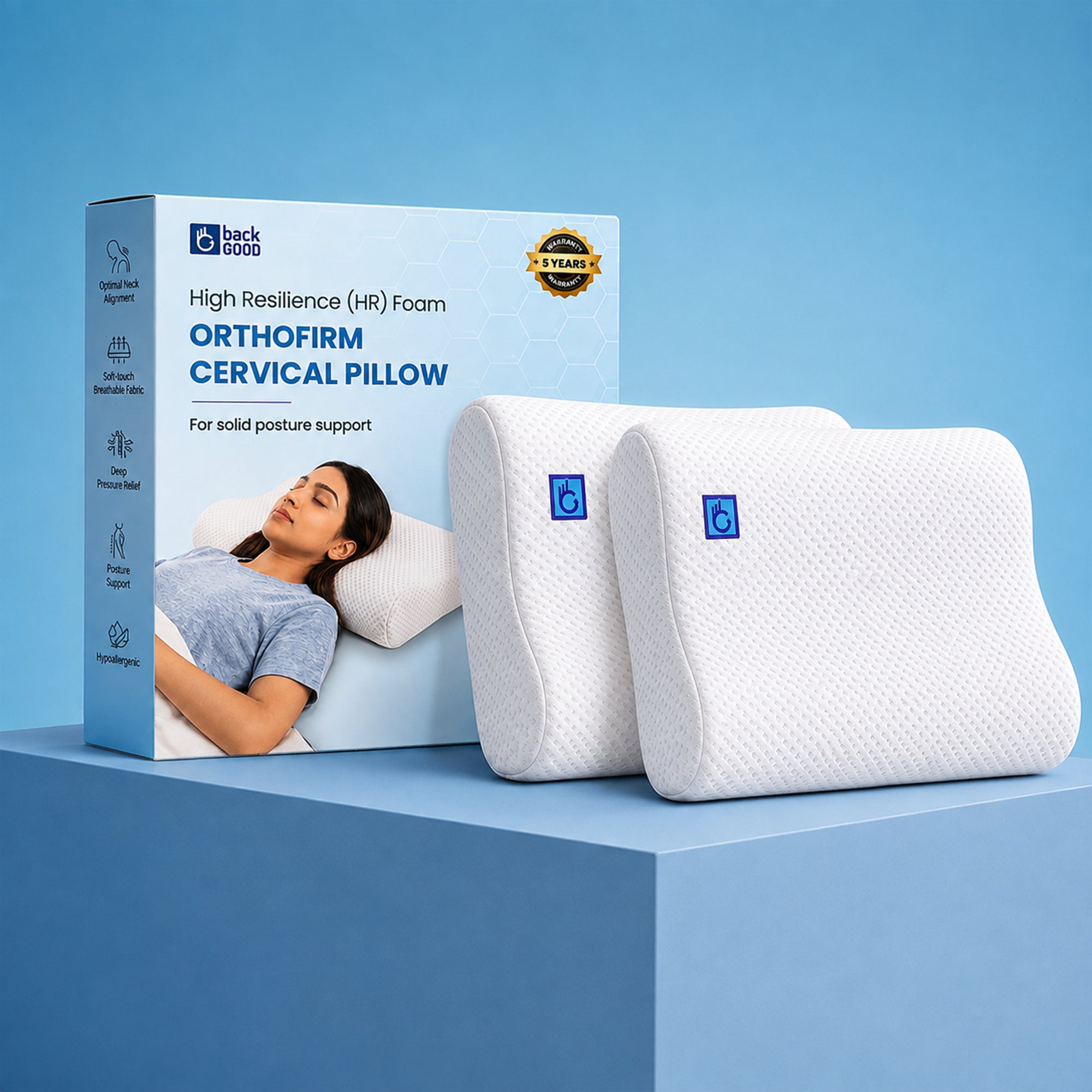 BackGood OrthoFirm Cervical Pillow - Set of 2
